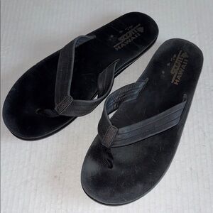 Scott Hawaii Black Leather Flip Flop Sandals